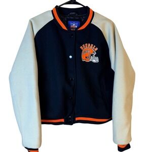 NFL Cincinnati Bengals Varsity Jacket Mens XL Black Orange Embroidered Bomber